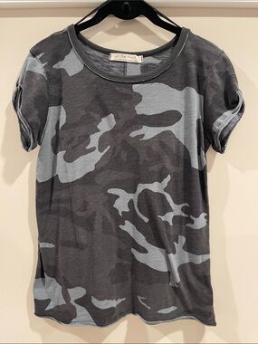 We The Free Black and Gray Camo Short Sleeve Tee